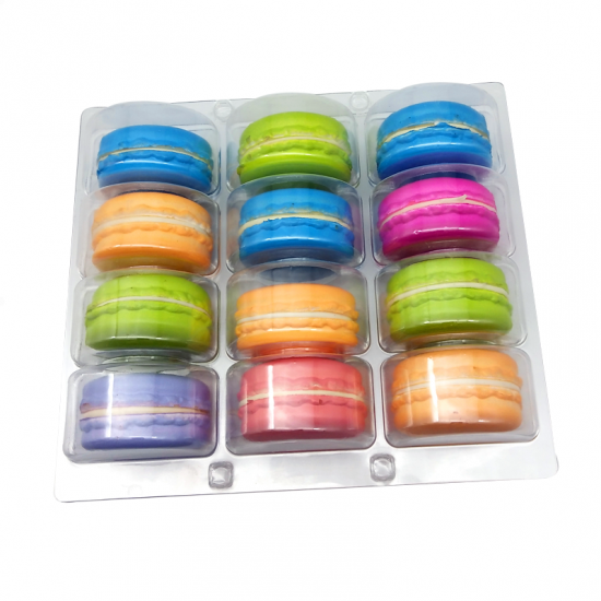  12 macaron plastic clamshell packaging